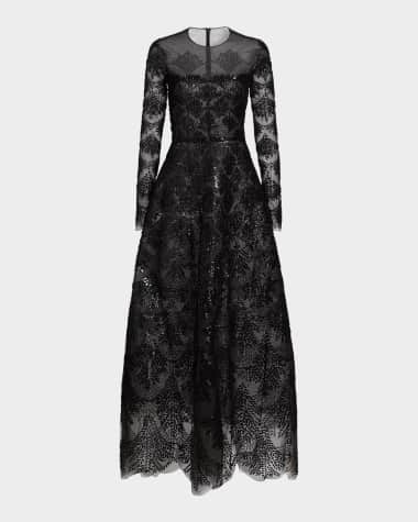formal dresses long sleeve lace Long Sleeves V Neck Black Lace Prom Dresses, Long Sleeves Black Lace F –  jbydress