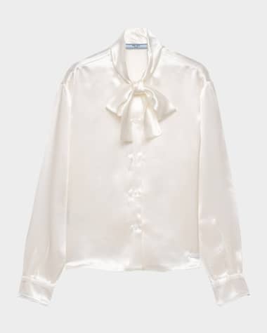 Prada Satin Scarf Collar Shirt