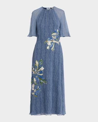 Dress With Sheer Sleeves | Neiman Marcus