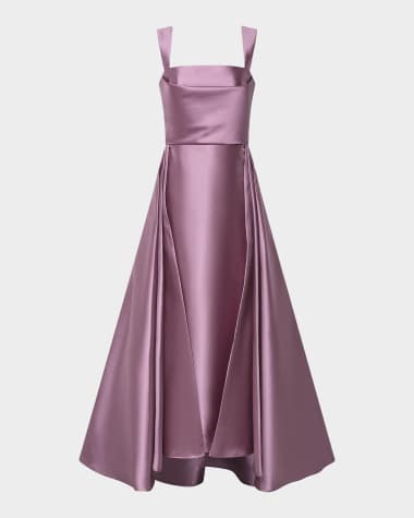 white evening dress for women White Satin Evening Gown with Floral Embellishments