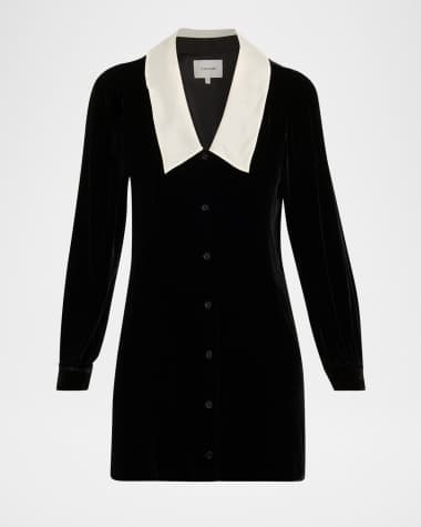 mini black dress with sheer sleeves Americano Black Velvet Sweetheart Long-Sleeve Mini Dress – Club L London main image 0