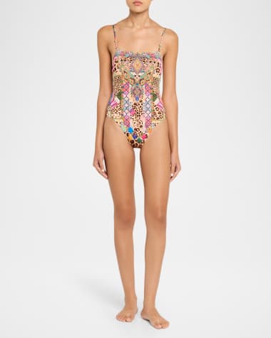 V-Neck Hardware One-Piece Swimsuit
