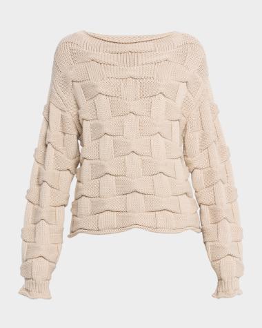 Pull Femme Lafayette 148 New York Taille L - Manches Câble 8 Nœuds, Bleu Port, Neuf Avec étiquettes