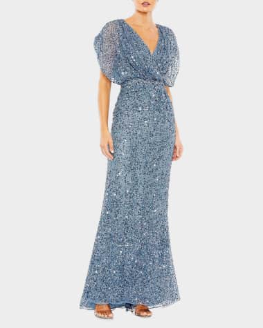 neiman marcus beaded dress Vintage Badgley Mischka Black Evening Dress W Green Beads & Sequins  Modig