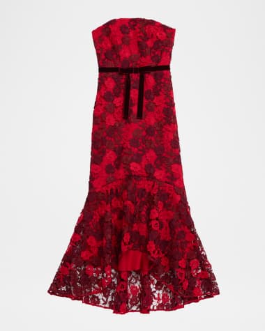 strapless lace high low dress CLEARANCE
