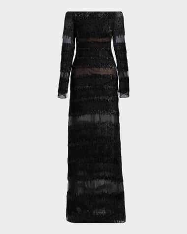 sachin and babi light blue dress Black Long Sleeve Designer Evening Gowns for Women