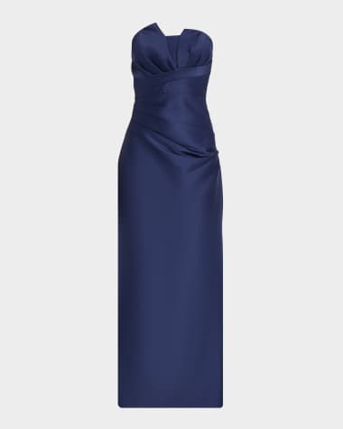chinese dress ladies Badgley Mischka Side Drape Wrap Skirt Gown, Yellow / 10