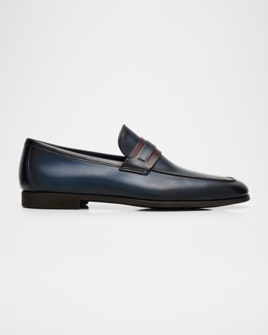 NEIMAN MARCUS | 11 | Men’s Leather Jefferey’s Navy Penny Loafers Made in Brazil il_fullxfull.6007144393_bqt1.jpg main image 3