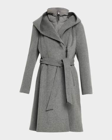 grey womens dress coat SOERA Alicia Gray Belted Long Coat