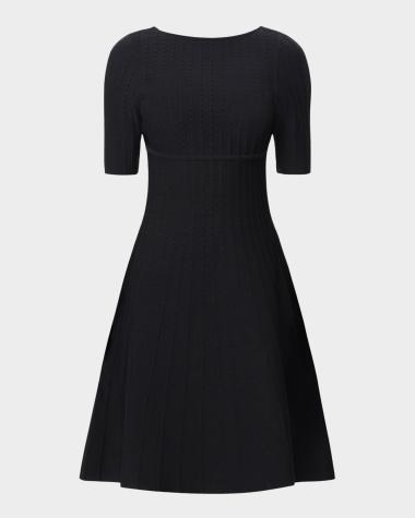 neiman marcus black dress Margot Floral embroidery traces the side of this sleek sheath dress fashioned with a sweetheart neckline and cut in a smooth Long-Sleeve Turtleneck Cashmere Dress