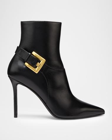 Black Leather Pointed Toe Boots | Neiman Marcus display picture 2