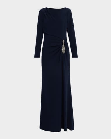 Blue Long Sleeve Designer Evening Gowns for Women | Neiman Marcus