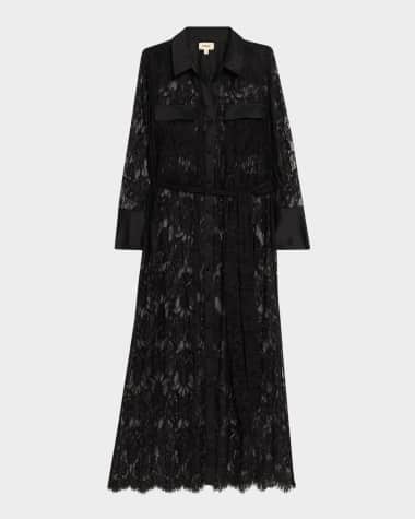 chinese dress ladies Shirt dress with lace da donna nero