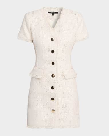 why do i see blue and gold on the dress Balmain Ivory White Black Fringe Knit Tweed Dress with Gold Buttons