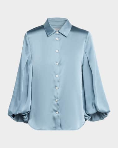 Blue Designer Blouses for Women | Neiman Marcus