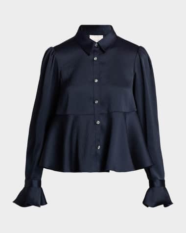 blue blouse dress Monaco Silk Blouse