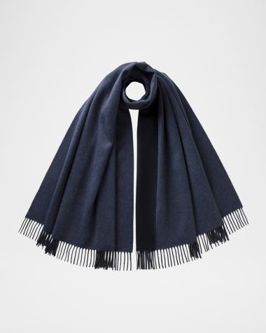 Neiman Marcus Navy Wool Cashmere Scarf Neiman Marcus Cashmere Exploded Plaid Scarf In Navy - 25  main image 3