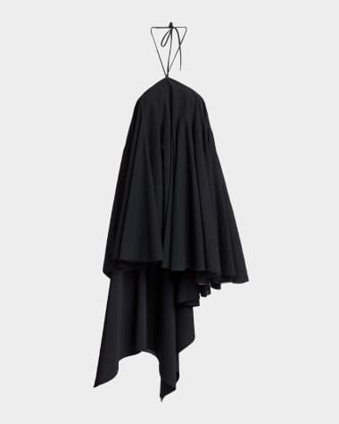 black dress and silver heels Black Organdy Rose Trapeze Gown main image 1