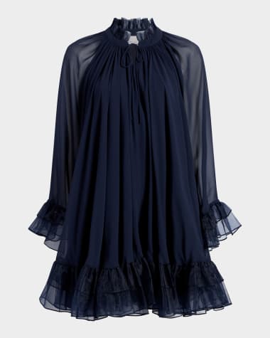 black cocktail dress for wedding Asymmetric Chiffon Layered Trapeze Dress