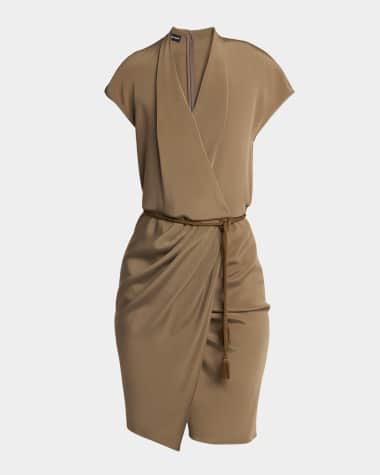 giorgio armani women's gray sleeveless pleated dress Emporio Armani Pleated Dress