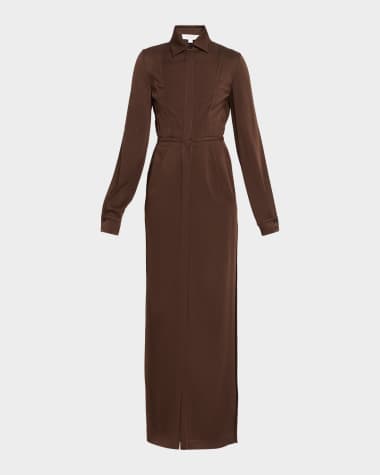 michael kors brown dresses MICHAEL KORS Brown and Gold Halter Neck Embellished Maxi Dress