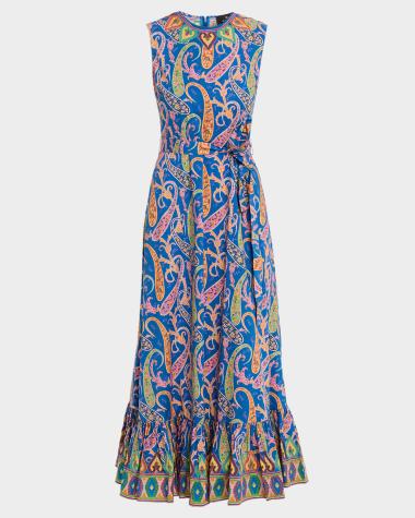 chinese dress ladies Etro Multicolor Mixed Print Midi Dress Size 44/8