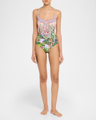 V-Neck Hardware One-Piece Swimsuit