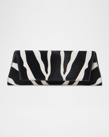 Small Zebra-Print Calf Hair Clutch Bag
