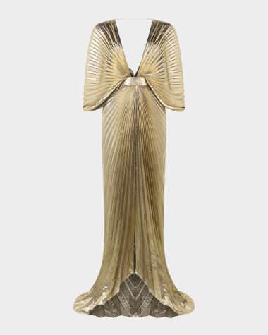 long gold formal dress Sheath/Column Gold Beaded Halter Long Evening Prom Dresses, MR7582 main image 1