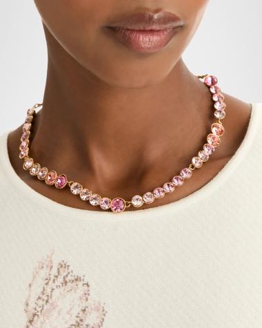 Collier Oscar De La Renta à Strass Multicolores, Ras Du Cou – Acier Inoxydable, Look Statement Brillant