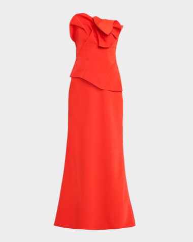 strapless open back dress Suri Ditsy Floral Mini Dress, Orange Floral S / Orange Floral