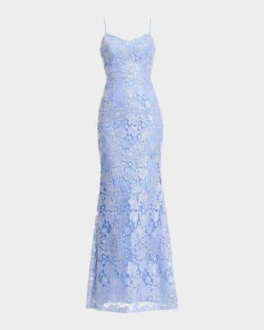 sachin and babi light blue dress Chiffon Long Prom Dress With Pockets And Flowy Skirt main image 1