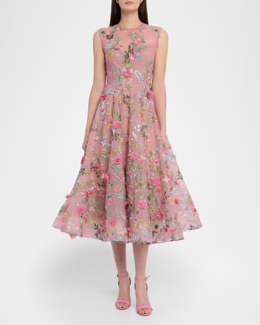 ladies garden party dresses Moment Floral Midi Dress S / pink 95% Polyester Women's Designer Garden Party Outfits
