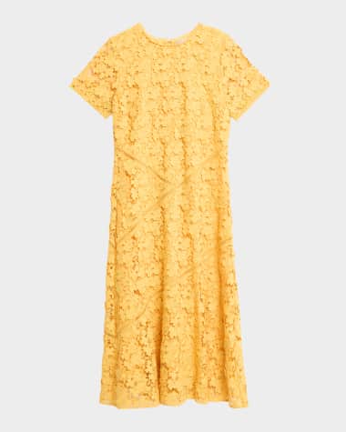 open lace back dress Self-Portrait - Yellow Lace Embellished Midi Dress main image 0