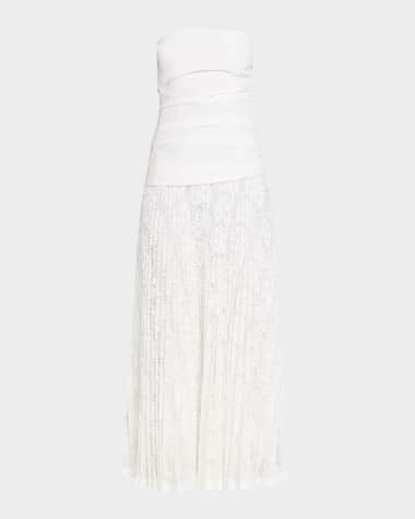 white dress neiman marcus Eliana Strapless Lace Mini White Women's Designer Dresses |