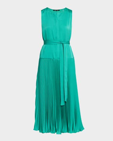 strapless open back dress Aqua Blue Pleated Tennis Dress - All Dresses