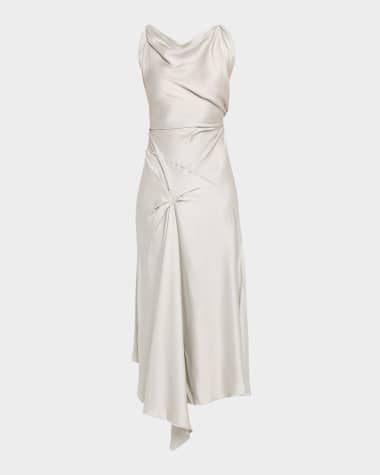 open lace back dress Black One Shoulder Draped Trumpet Gown