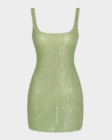 neiman marcus mini dresses Dress the Population Black Label Olive Rose Jacquard Off-The-Shoulder Mini  Dress