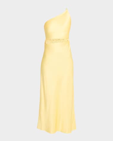 theia gold dress Scoop Neck Jacquard Dress-Yellow Jacquard main image 1