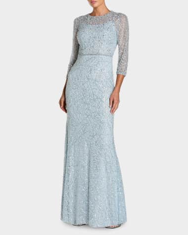 grey blue evening dress LaDivine CDS470 Prom Dress - Dusty-Blue