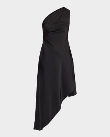 neiman marcus one shoulder dress Teri Jon Metallic Jacquard One Shoulder Gown - Black Blue