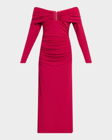 long red formal dress Sweetheart Pleated with Detachable Sleeves Portia and Scarlett PS21 28 is Prom and Evening ready this style has a modest vee bust line with a soft round neck Maxi Dresses | Black-Tie &
