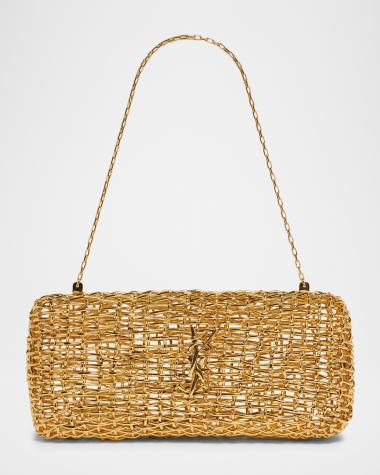 Tresse Woven Brass Clutch Bag