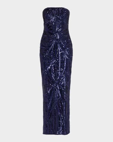 sachin and babi light blue dress Adalee Black Sequin Strapless Maxi Dress – Club L London main image 1