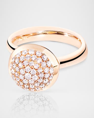 Tamara Comolli Bouton Large 18K Rose Gold Pave Diamond Dome Ring, Size 7/54