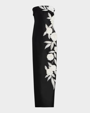 lady black tie dresses - Tanya Gown - Feather Trim Sequin Dress - Black modern accent Black Tie Dresses | Women's