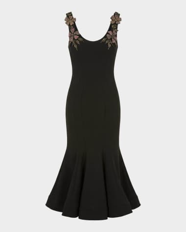 neiman marcus black cocktail dresses Vintage St. John for Neiman Marcus Ruffle Shoulder Cocktail Dress – Recess main image 1