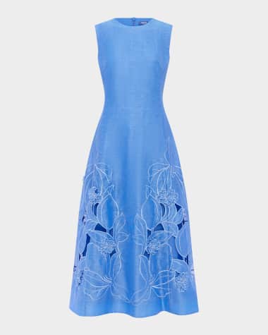 neiman marcus embroidered dress Neiman Marcus Illusion Sweetheart Neckline Floral Embroidered Formal Dress  NWT