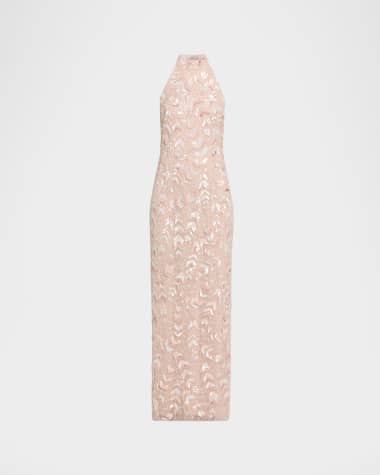 neiman marcus beaded dress Mac Duggal Sleeveless Beaded Bodycon Mesh Midi Dress