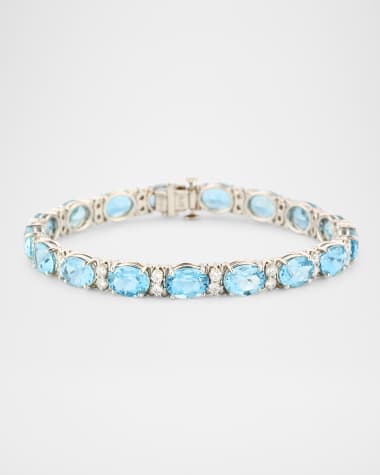 Robert Erich Platinum Aquamarine Tennis Bracelet
